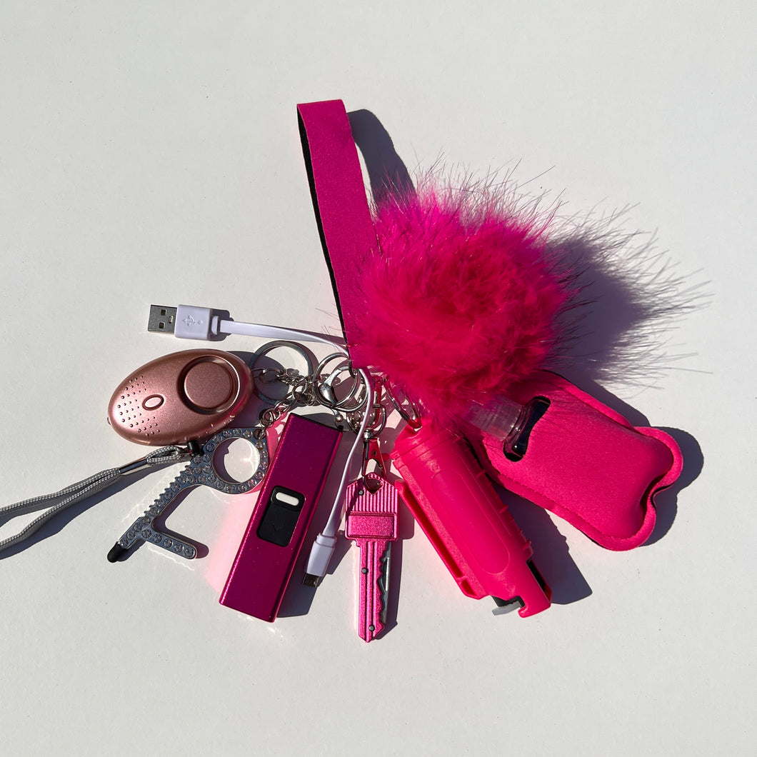 Hot Pink Cute & Equipped Keychain